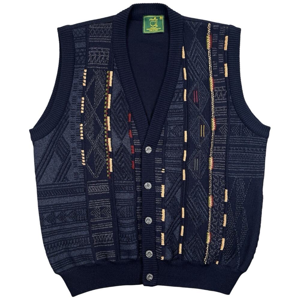VTG Masters Augusta National Men’s Wool Sweater Vest Made in Italy Size Large